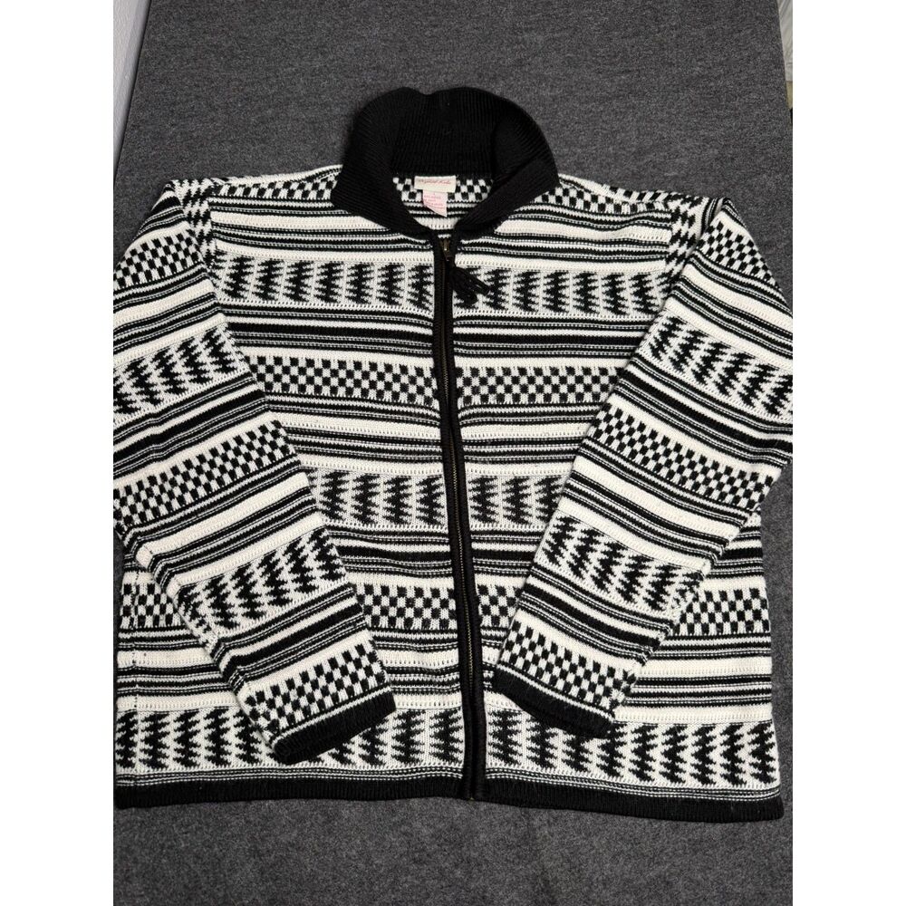 Vintage Crystal Kobe Zip-up Jacket Women's Size L Black White